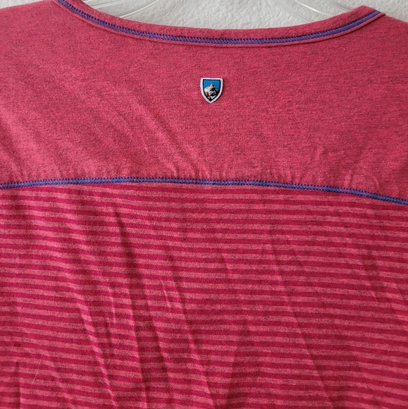 Kuhl Striped Short Sleeve Shirt Striped V Neck Buttons - Picture 5 of 7